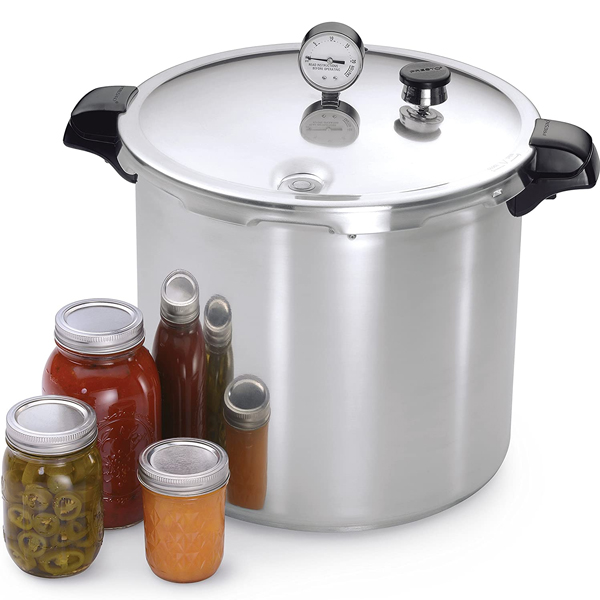 The USDA recommends pressure canning as the only safe method for low-acid foods such as vegetables, meats, and poultry. It can also be used as a large pressure cooker.