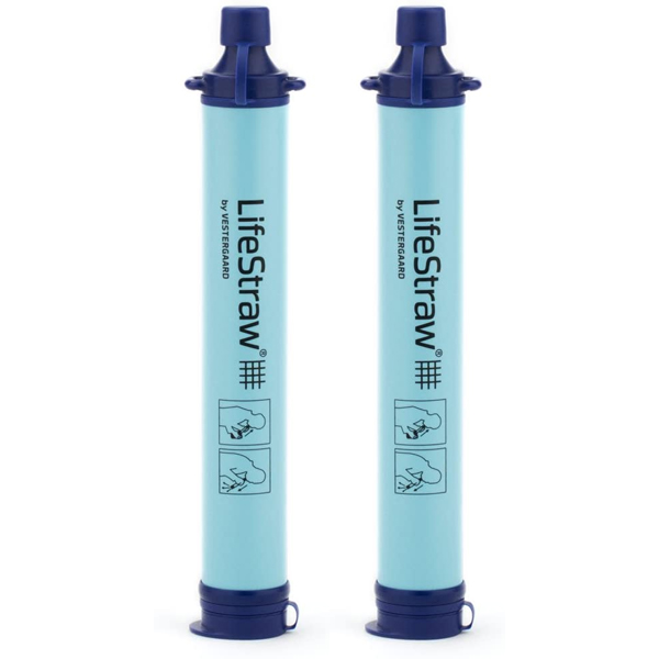 Ultralight and durable, the LifeStraw weighs less than 2 ounces so you can pack it anywhere. It has an unlimited shelf life and can filter up to 1,000 gallons of water; that’s enough drinking water for an individual for over 5 years. It will protect you against 99.999999% of bacteria (including E. coli, Salmonella), parasites (including Giardia and Cryptosporidium), microplastics, silt, sand, and cloudiness. Use it like a straw to drink directly from your source water or a container of source water.