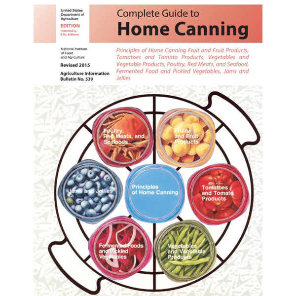 Principles of Home Canning Fruit and Fruit Products, Tomatoes and Tomato Products, Vegetables and Vegetable Products, Poultry, Red Meats, and Seafood, Fermented Food and Pickled Vegetables, Jams and Jellies.